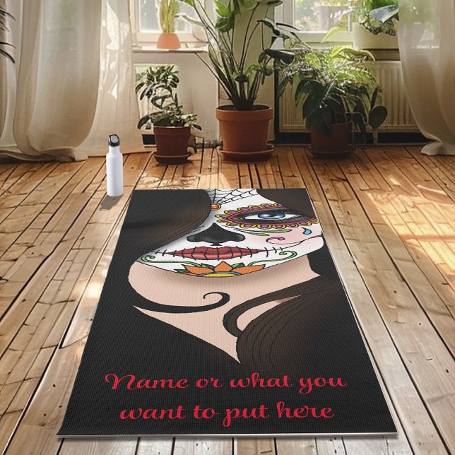 Tapis De Yoga Rosa Sugar Skull Portrait (Créateur téléchargé)