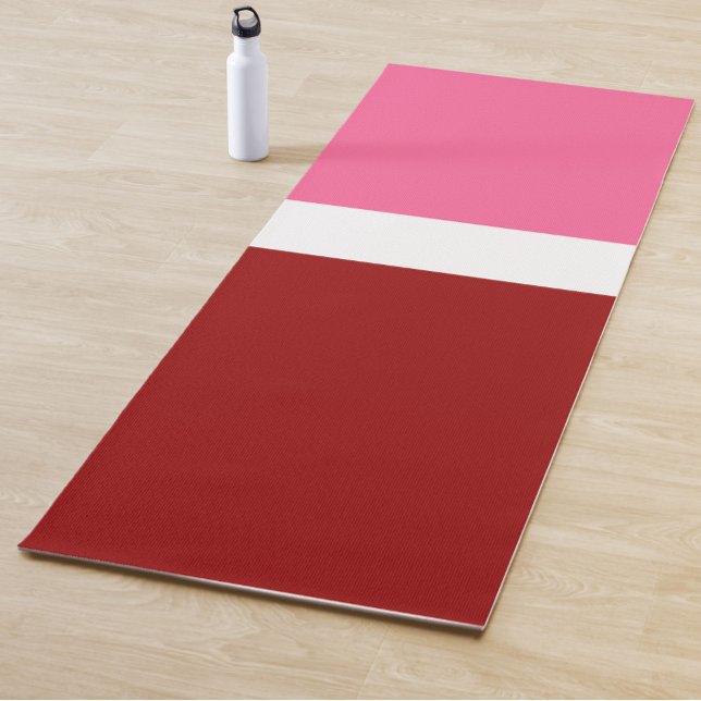 Tapis De Yoga Rose Blanc Marron Rouge Bloc de Couleur  (Créateur téléchargé)
