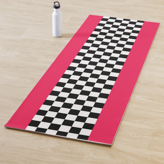 Tapis De Yoga Rose clair et damier (En situation)