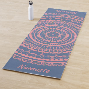 Tapis De Yoga Rose doux Mehndi Henna Mandala