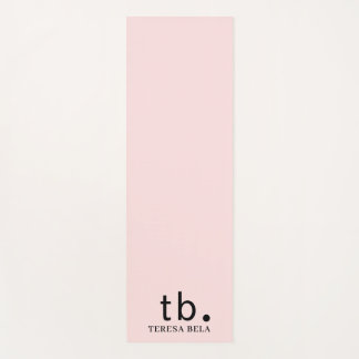 Tapis De Yoga Rose Élégant Style Monogramme Féminin Minimaliste