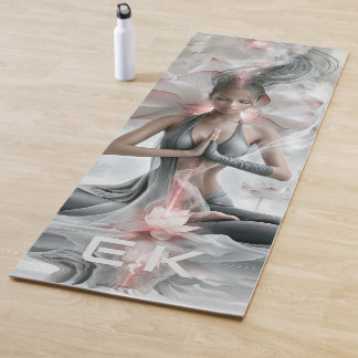 Tapis de yoga rose et gris calme luxueux personnal
