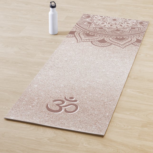 Tapis De Yoga Rose Gold Chic Mandala Om Personnel (En situation)