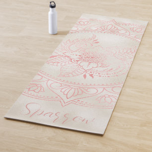 Tapis De Yoga Rose Gold Mandala Cream Foil Nom personnalisé