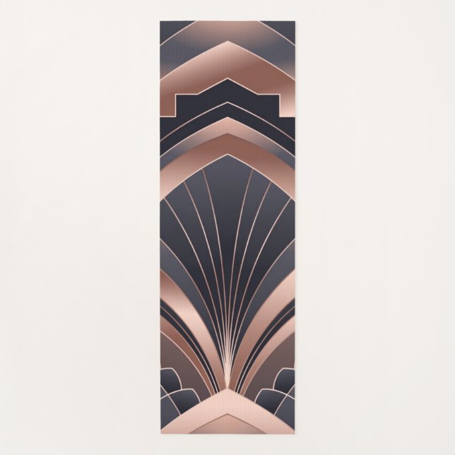 Tapis De Yoga Rose Gold Navy Geometric Fan Neo Deco Art (Devant)