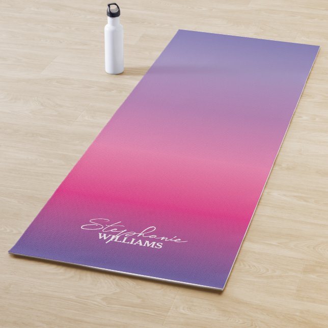 Tapis de Yoga rose lavande avec nom personnalisé (En situation)