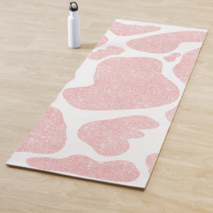 Tapis De Yoga Rose Or blanc Grandes taches de vache Motif animal