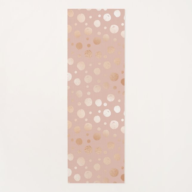 Tapis De Yoga Rose-or et beige points motif (Devant)