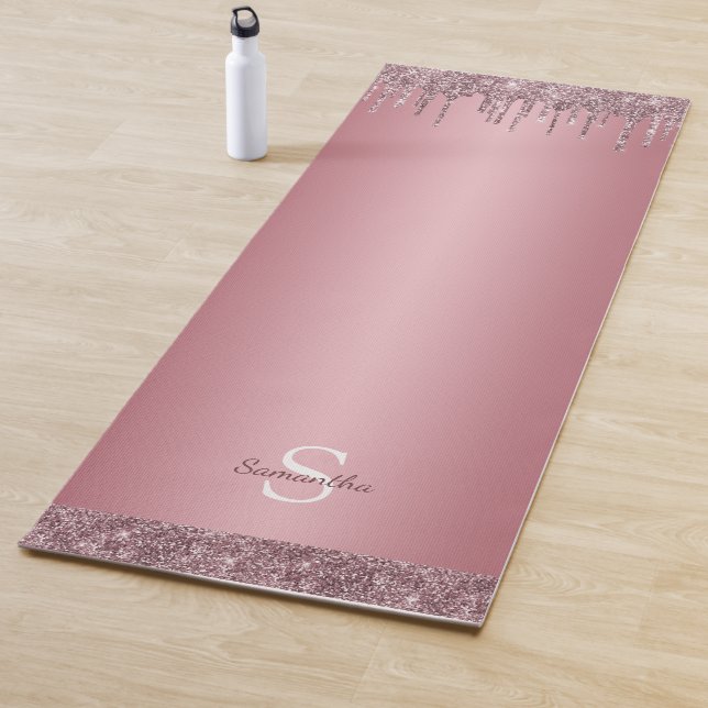 Tapis De Yoga Rose or rose Parties scintillant étincelante  Mono (En situation)