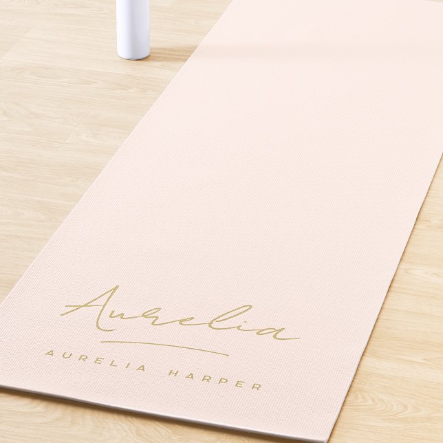 Tapis de yoga rose pâle minimal simple nom de sign (Créateur téléchargé)