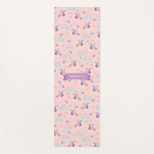 Tapis De Yoga Rose Pastel Cute Rainbow Unicorn Enfants Motifs
