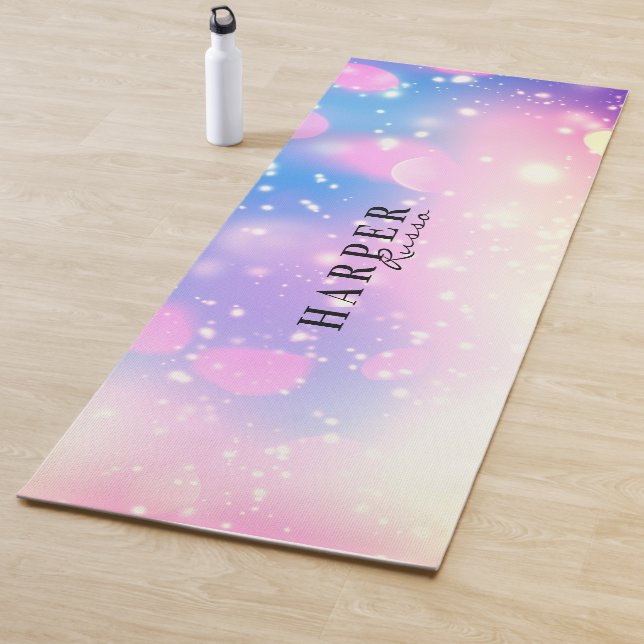Tapis De Yoga Rose Purple Parties scintillant Nom personnalisé Y (En situation)
