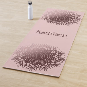 Tapis De Yoga Rose Rose Gold Mandala Personnalisé