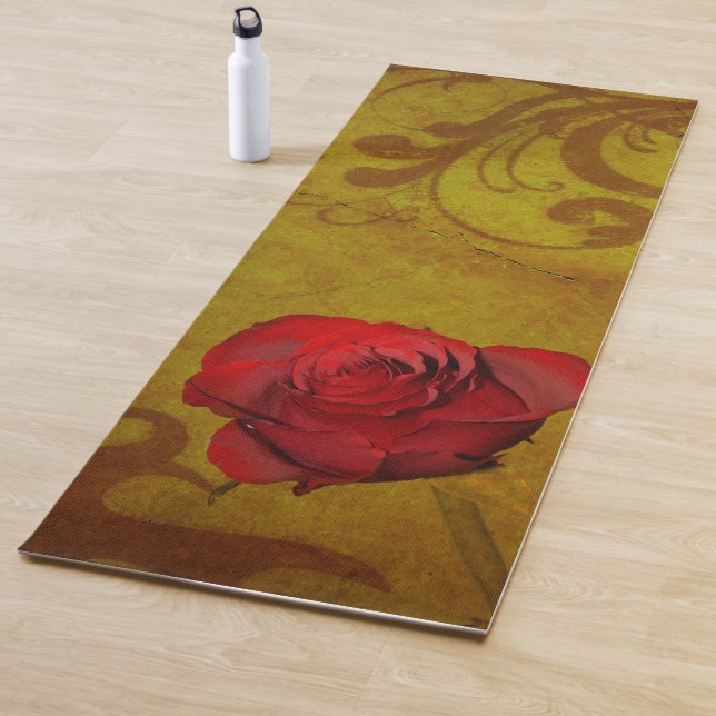 Tapis De Yoga Rose rouge (En situation)