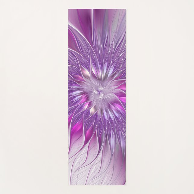Tapis De Yoga Rose violet passion Fleur Art Abstrait Fractal (Devant)