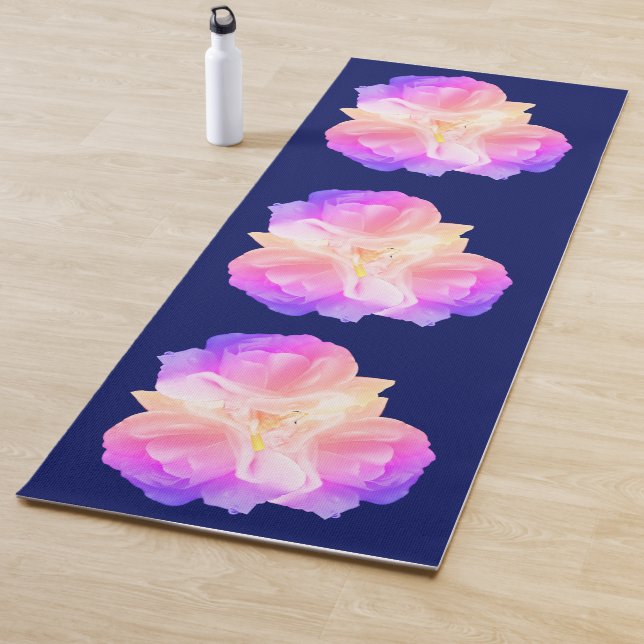 Tapis De Yoga Roses Blanches Avec Raindrops Bouquet Art (En situation)