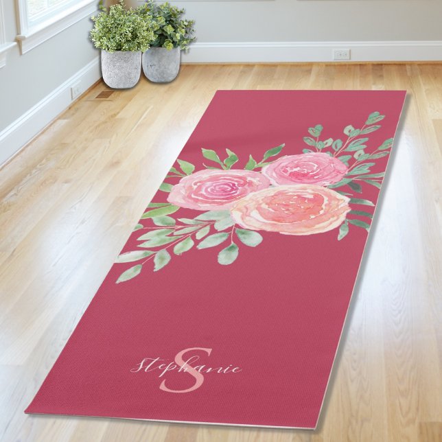 Tapis De Yoga Roses de Bourgogne rose (Créateur téléchargé)