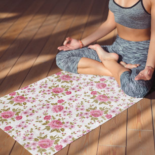Tapis De Yoga roses vintages à motifs floraux