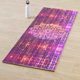 Tapis De Yoga Rosette violette et or chatoyante