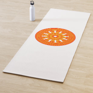 Tapis De Yoga Roue rouge du Dharma (art bouddhiste)