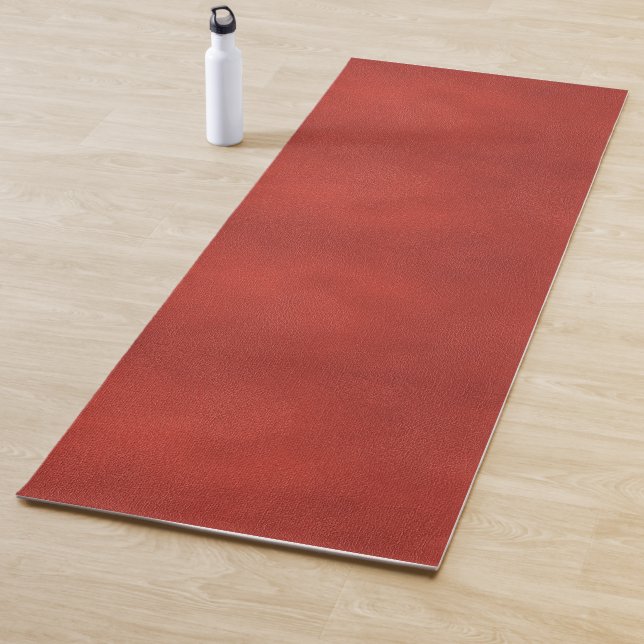 Tapis De Yoga Rouge Brown Faux cuir Look Modèle personnalisé (En situation)