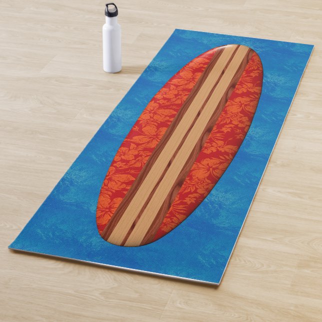 Tapis De Yoga Rouge hawaïen de planche de surf de Longboard de (En situation)