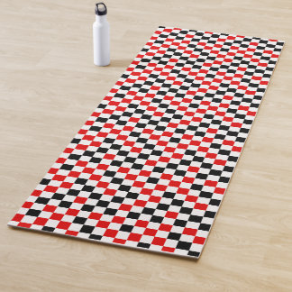 Tapis De Yoga Rouge Noir et Blanc Carreaux