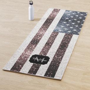 Tapis De Yoga Rouge rustique Bleu Bleu Étincelles drapeau améric