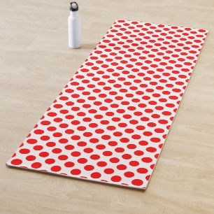 Tapis De Yoga Rouge sur blanc grand format Pois