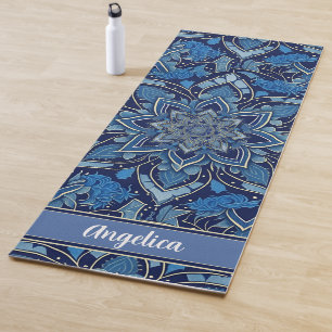 Tapis De Yoga Royal Blue Mandala Yoga Mat avec nom personnel
