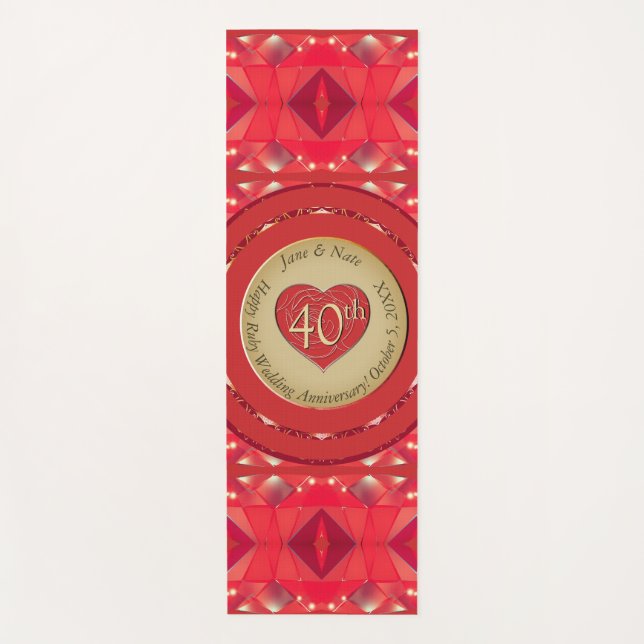 Tapis De Yoga Ruby du 40e anniversaire (Devant)