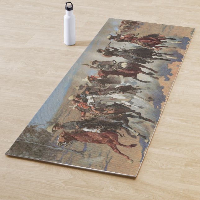 Tapis De Yoga Ruée vers le bois par Frederic Remington (En situation)