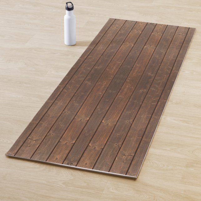 Tapis De Yoga Rustic Brown Oak Wood Floor (En situation)
