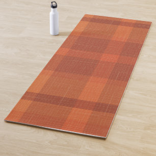 Tapis De Yoga Rustique Orange Automne Plaid Tartan