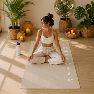 Tapis De Yoga Sable beige bien-être minimaliste personnalisé