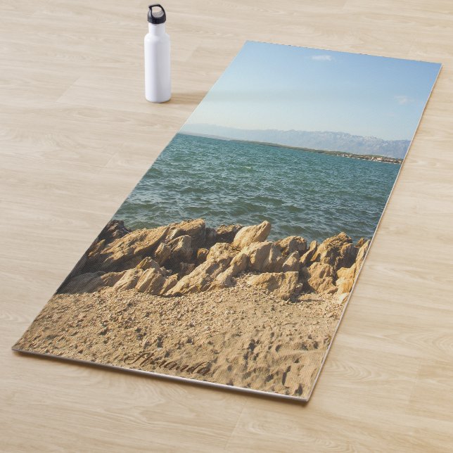Tapis De Yoga Sable De Plage Seaside Texte Personnalisé Yoga Mat (En situation)
