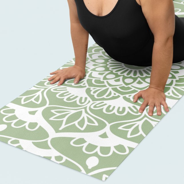 Tapis De Yoga Sage Green Mandala Art (Créateur téléchargé)
