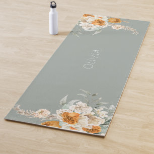 Tapis De Yoga Sage moderne Vert Floral Yoga Mat