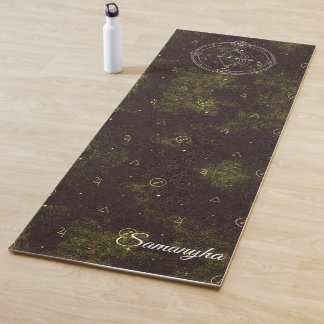 Tapis De Yoga Sagittarius Zodiac Personnalisé Purple Gold Flower