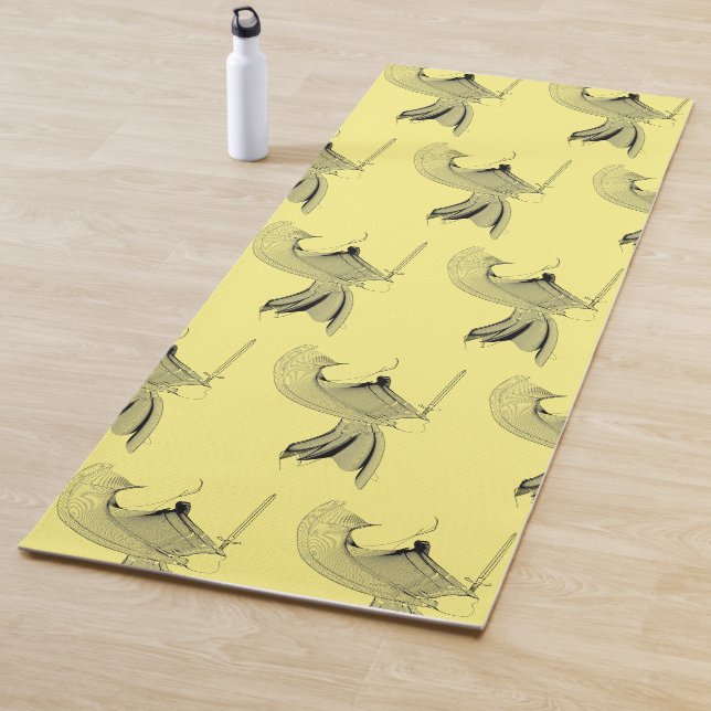 Tapis De Yoga Samouraï numérique Figure abstraite - Couleur pers (En situation)