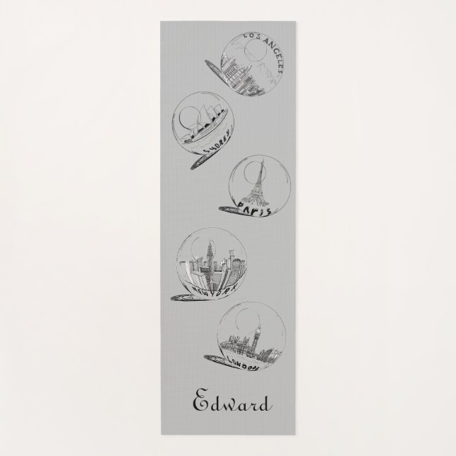 Tapis De Yoga Santé personnelle Villes noires pour lui #2 (Devant)