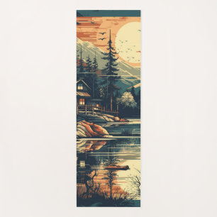 Tapis De Yoga Scandinave Rétro Maison de montagne