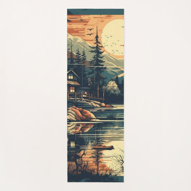 Tapis De Yoga Scandinave Rétro Maison de montagne (Devant)