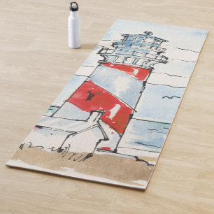 Tapis De Yoga Scène rouge et blanche de phare