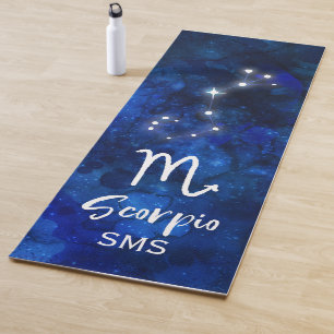 Tapis De Yoga Scorpio Zodiac Constellation Bleu Galaxie Monogram
