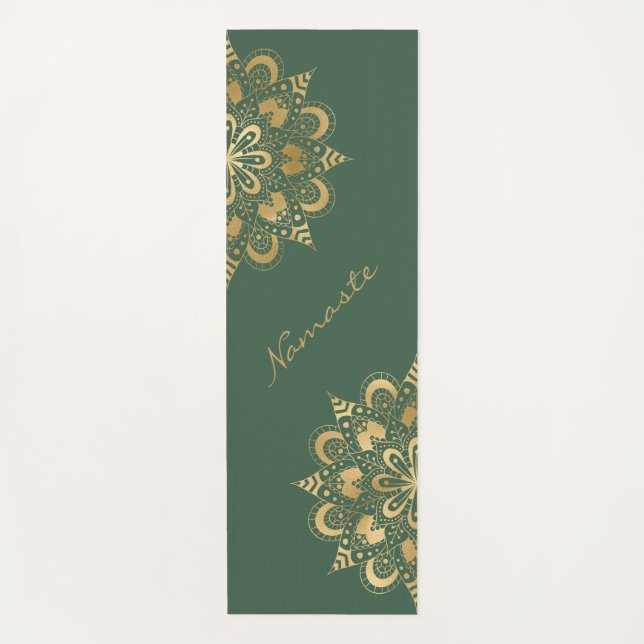 Tapis De Yoga Script Mandala Gold Namaste (Devant)
