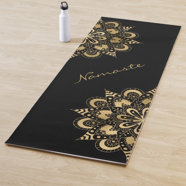 Tapis De Yoga Script Mandala Gold Namaste (En situation)