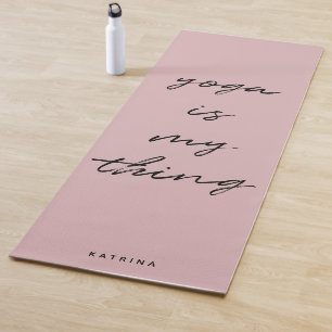 Tapis De Yoga Script minimaliste rose vif Yoga est ma chose