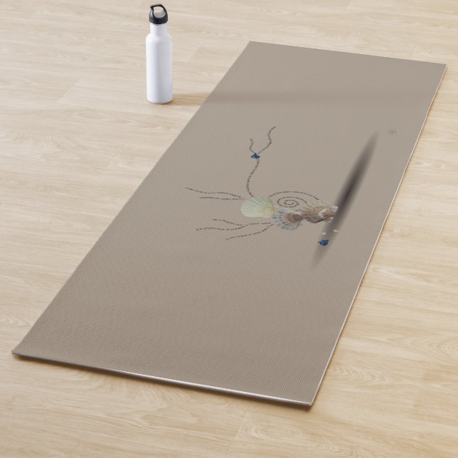 Tapis De Yoga Seashell Beach Crème Beige Moderne Poème Blanc Rel (En situation)