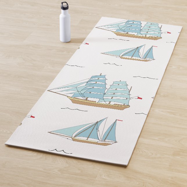 Tapis De Yoga Seatime été Cute yachts avec voile (En situation)
